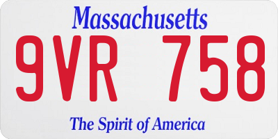 MA license plate 9VR758