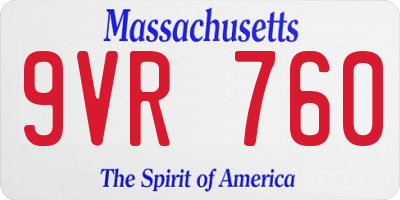 MA license plate 9VR760