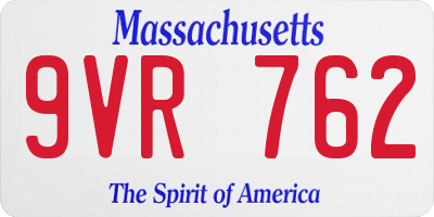 MA license plate 9VR762