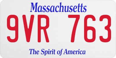 MA license plate 9VR763