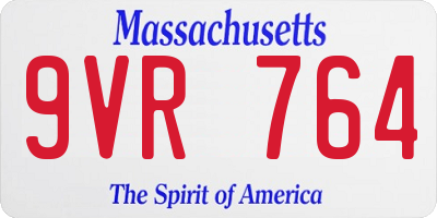 MA license plate 9VR764