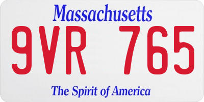 MA license plate 9VR765