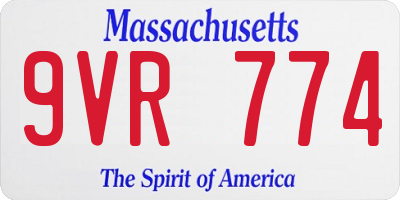 MA license plate 9VR774