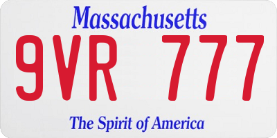 MA license plate 9VR777