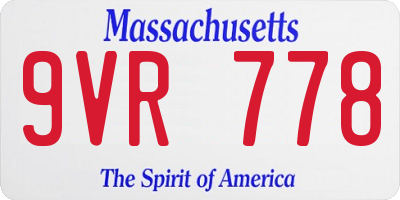 MA license plate 9VR778