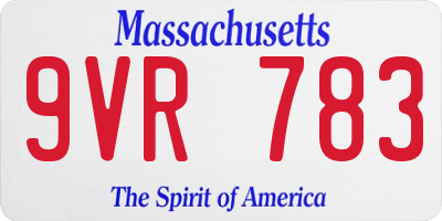 MA license plate 9VR783