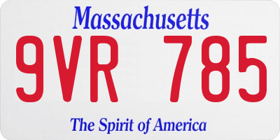 MA license plate 9VR785
