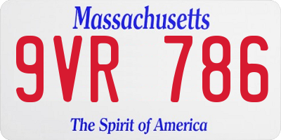 MA license plate 9VR786