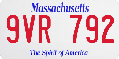 MA license plate 9VR792