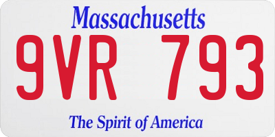 MA license plate 9VR793