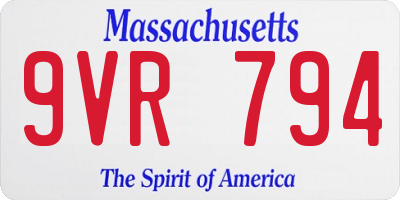 MA license plate 9VR794