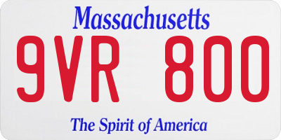 MA license plate 9VR800