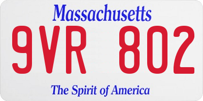 MA license plate 9VR802