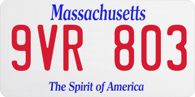 MA license plate 9VR803