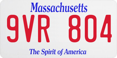 MA license plate 9VR804