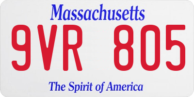 MA license plate 9VR805