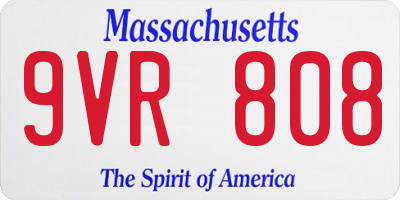 MA license plate 9VR808