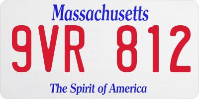 MA license plate 9VR812