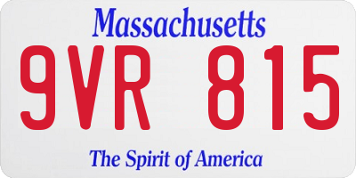 MA license plate 9VR815
