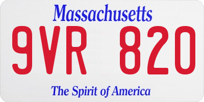 MA license plate 9VR820