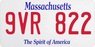 MA license plate 9VR822