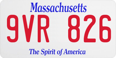 MA license plate 9VR826