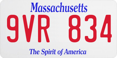 MA license plate 9VR834