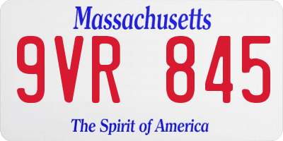 MA license plate 9VR845