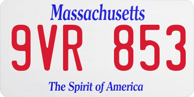MA license plate 9VR853