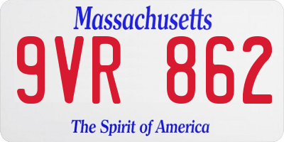 MA license plate 9VR862