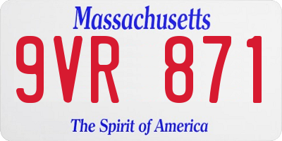 MA license plate 9VR871