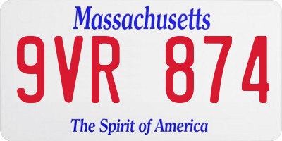 MA license plate 9VR874