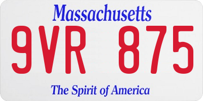 MA license plate 9VR875