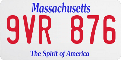 MA license plate 9VR876