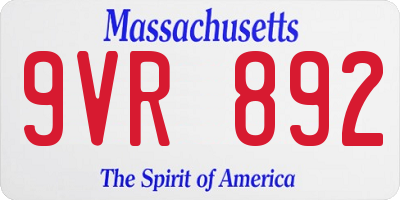 MA license plate 9VR892