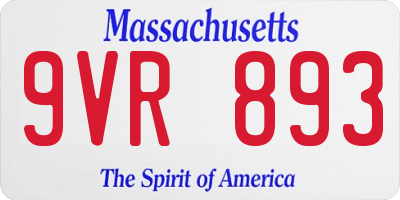 MA license plate 9VR893