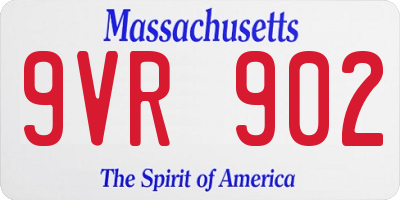 MA license plate 9VR902