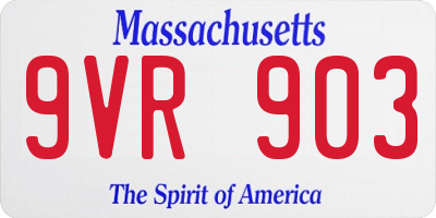 MA license plate 9VR903
