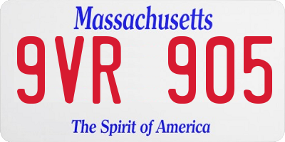 MA license plate 9VR905