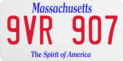 MA license plate 9VR907