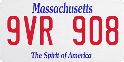 MA license plate 9VR908