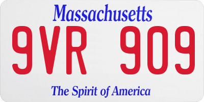 MA license plate 9VR909