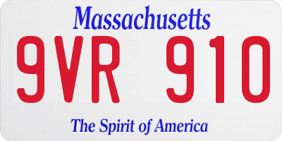 MA license plate 9VR910