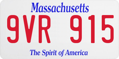 MA license plate 9VR915