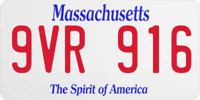 MA license plate 9VR916