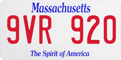 MA license plate 9VR920