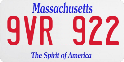 MA license plate 9VR922