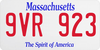 MA license plate 9VR923