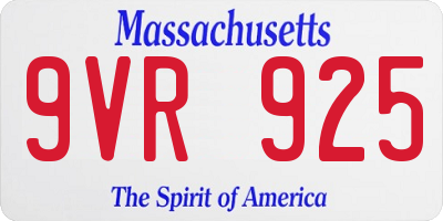 MA license plate 9VR925