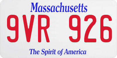 MA license plate 9VR926